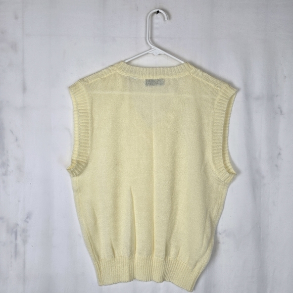 Vintage 80s Lightweight Cable Knit Butter Yellow Sweater Vest - Picture 2 of 5